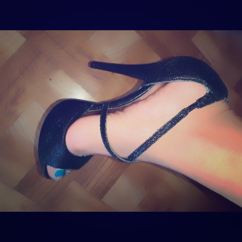 Black glitter heels for a night out
